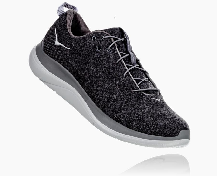 Hoka One One Hupana Flow Wool - Women's Running Shoes - Dark Grey - UK 678WHCJAR